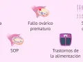 Ilustración sobre menopausia precoz, fallo ovárico, SOP, síndrome de Turner y trastornos alimentarios, causas de falta de estrógenos remedios naturales.