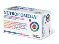 Caja de Nutrof Omega, complemento para la visión. No se mencionan nutrof omega efectos secundarios en el empaque.