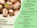 Primer plano de pistachos, un fruto seco con propiedades antioxidantes y antiinflamatorias. Ideal como snack o en platos salados.