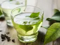 Té verde con hojas frescas, una hierba efectiva para quedar embarazada.