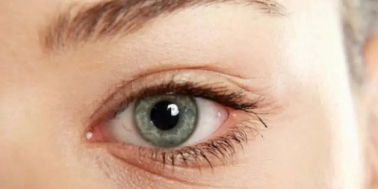 Ojo con iris gris verdoso y finas arrugas debajo de los ojos, que cuentan historias.