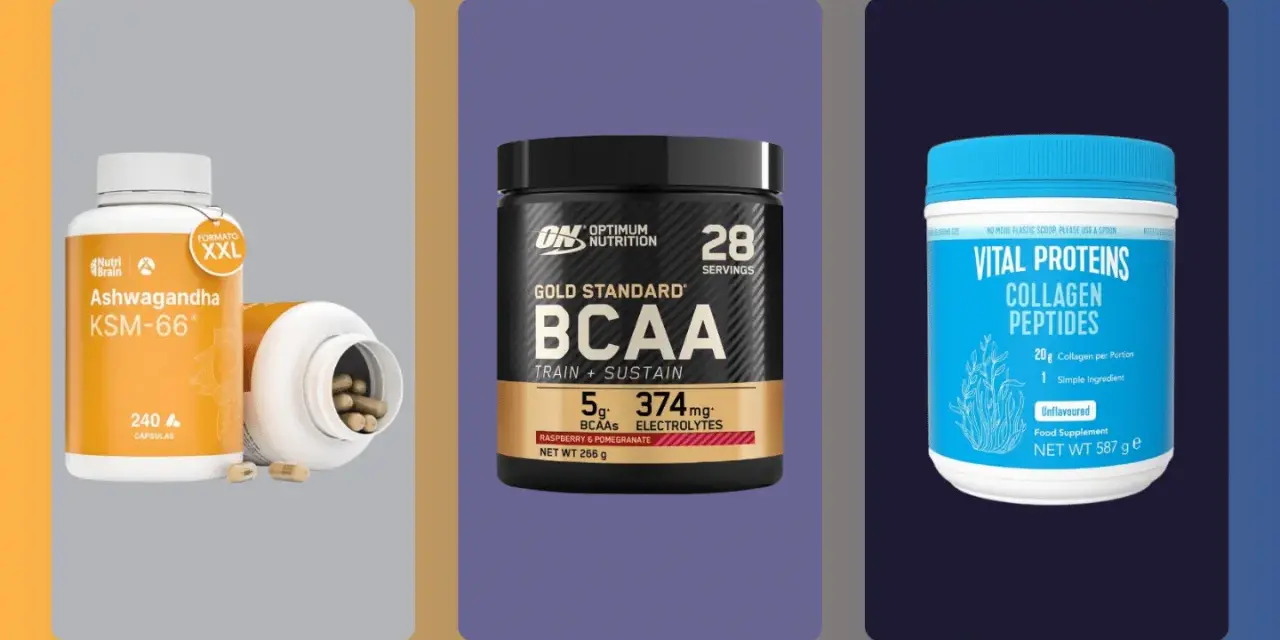 Suplementos para mujeres de 50 años: Ashwagandha, BCAA y Colágeno.