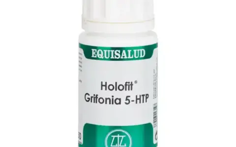 Bote de Holofit Griffonia 5-HTP de Equisalud. La griffonia es una planta que se usa para mejorar el estado de ánimo y el sueño.
