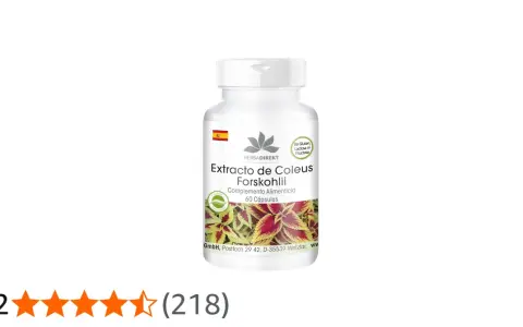 Bote de Extracto de Coleus Forskohlii, complemento alimenticio de 60 cápsulas.