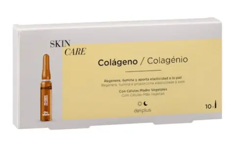 Caja de colágeno Deliplus de Mercadona. Su composición incluye células madre vegetales para regenerar, iluminar y dar elasticidad a la piel.