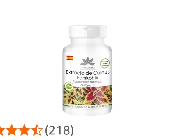 Bote de Extracto de Coleus Forskohlii, complemento alimenticio de 60 cápsulas.