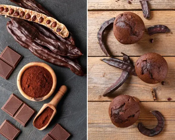 Harina de algarroba, sus propiedades en muffins y chocolate.