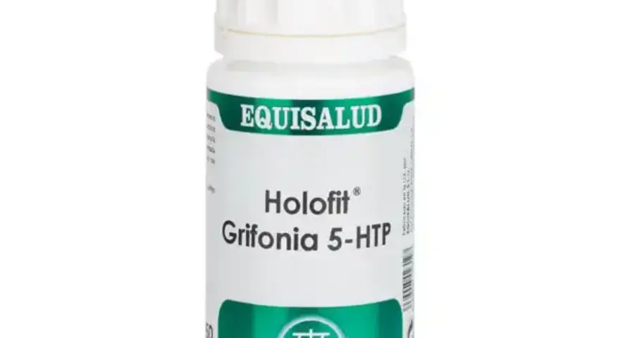 Bote de Holofit Griffonia 5-HTP de Equisalud. La griffonia es una planta que se usa para mejorar el estado de ánimo y el sueño.