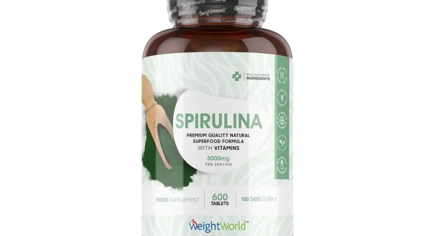 Bote de espirulina WeightWorld, ideal para saber como tomar espirulina para adelgazar. Contiene 600 comprimidos.