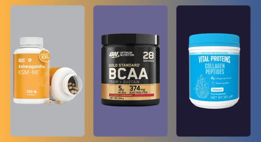 Suplementos para mujeres de 50 años: Ashwagandha, BCAA y Colágeno.